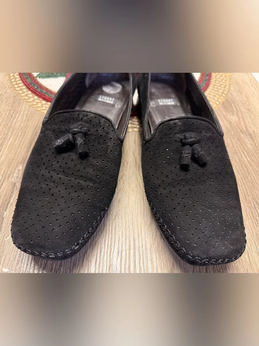 Vintage Stuart Weitzman Women's Black Suede Tassel Driving Mocs Size 7.5B
